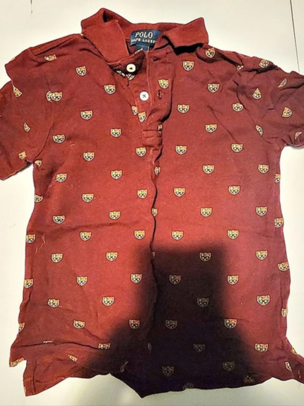 Polo Ralph Lauren Boys Crest-Print Cotton Mesh Polo Shirt Burgundy